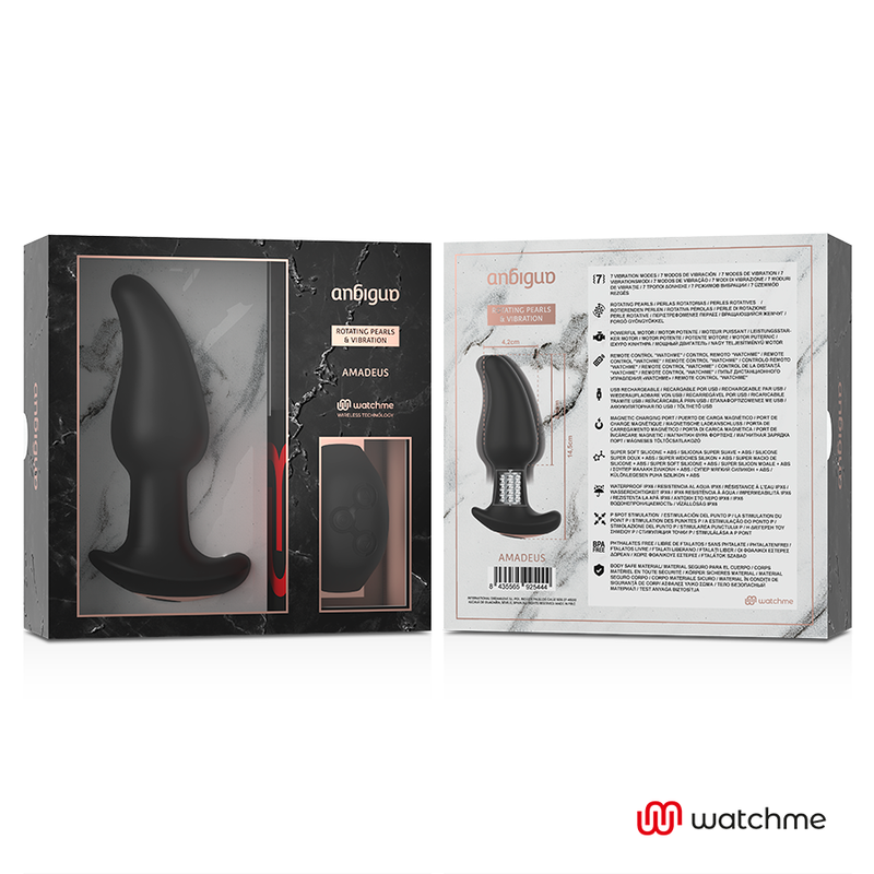 ANBIGUO - WATCHME CONTROL REMOTO PLUG ANAL VIBRADOR CON ROTACIÓN DE PERLAS AMADEUS – Bild 6