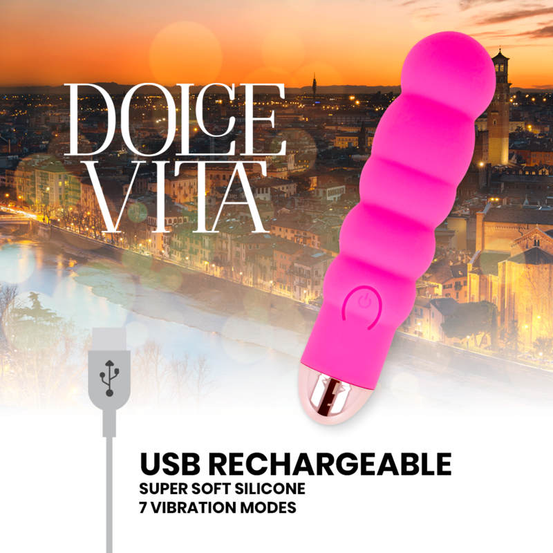 DOLCE VITA - AUFLADBARER VIBRATOR SECHS ROSA 7 GESCHWINDIGKEITEN – Bild 4