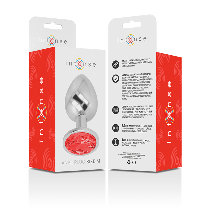 INTENSE - PLUG ANAL METAL CON CRISTAL ROJO TALLA M – Bild 4