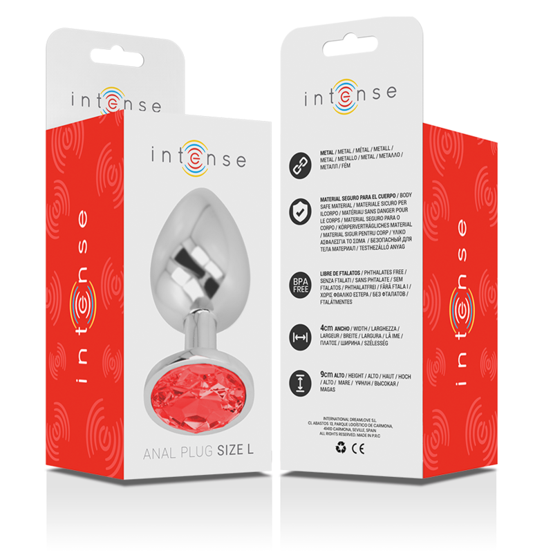 INTENSE - PLUG ANAL METAL ALUMINIO CON CRISTAL ROJO TALLA L – Bild 3