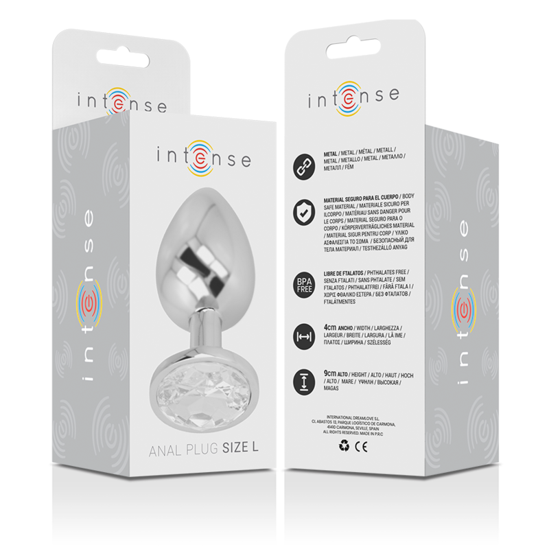 INTENSE - PLUG ANAL METAL ALUMINIO CON CRISTAL PLATA TALLA L – Bild 3