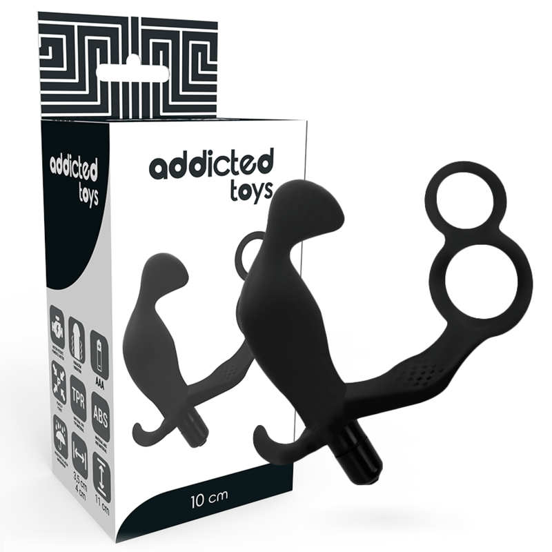 ADDICTED TOYS - PLUG ANAL CON ANILLA DOBLE PENE Y TESTÍCULOS NEGRO – Bild 5