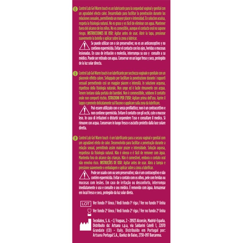 CONTROL - LUB GEL LUBRICANTE EFECTO CALOR 75 ML – Bild 2