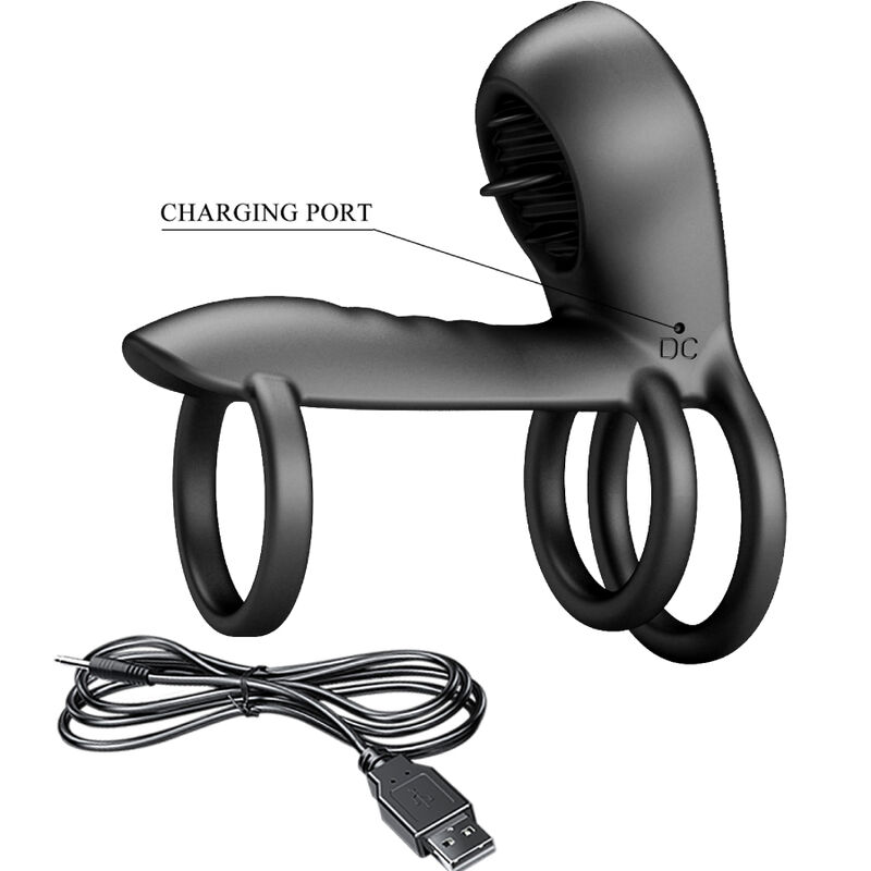 PRETTY LOVE - JAMMY PENIS-HÜLLE 12 VIBRATIONEN MIT WIEDERAUFLADBARER SILIKON-ZUNGE – Bild 11