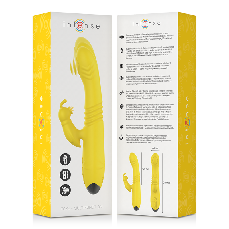INTENSE - TOKY VIBRADOR MULTIFUNCIÓN RECARGABLE UP & DOWN CON ESTIMULADOR DE CLITORIS AMARILLO – Bild 5