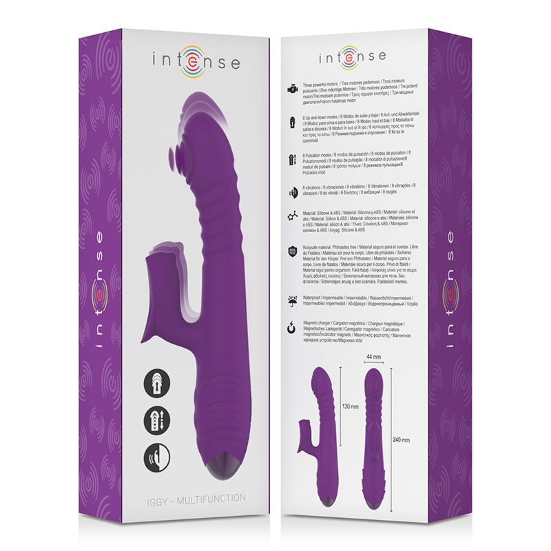 INTENSE - IGGY MULTIFUNKTIONS-WIEDERAUFLADBARER VIBRATOR UP & DOWN MIT KLITORELSTIMULATOR LILA – Bild 4