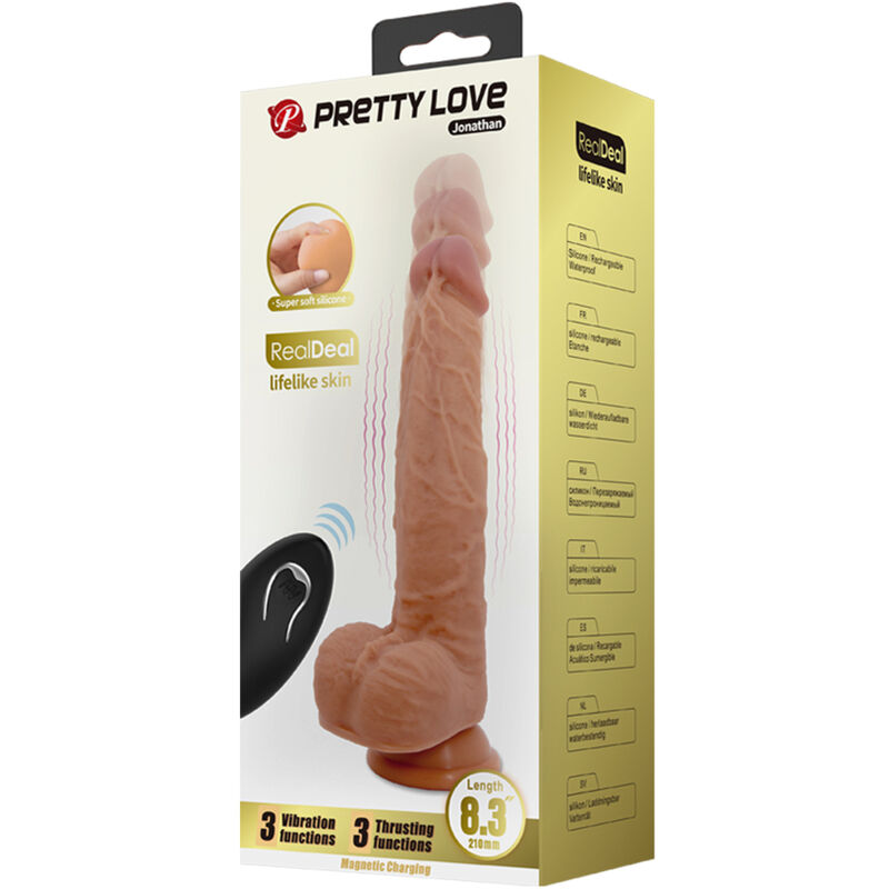 PRETTY LOVE - JONATHAN DILDO SILICONA 3 VIBRACIONES + 3 MEDIDAS INSERCIÓN CONTROL REMOTO 21 CM – Bild 7