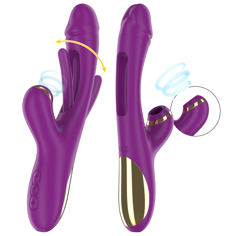 INTENSE - ATENEO WIEDERAUFLADBARER MULTIFUNKTIONSVIBRATOR 7 VIBRATIONEN MIT OSZILLIERENDER ZUNGE UND LILA SAUGROHR – Bild 7