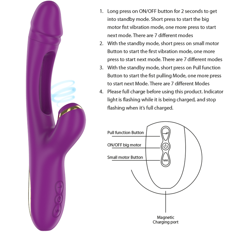 INTENSE - ATENEO WIEDERAUFLADBARER MULTIFUNKTIONSVIBRATOR 7 VIBRATIONEN MIT OSZILLIERENDER ZUNGE UND LILA SAUGROHR – Bild 3