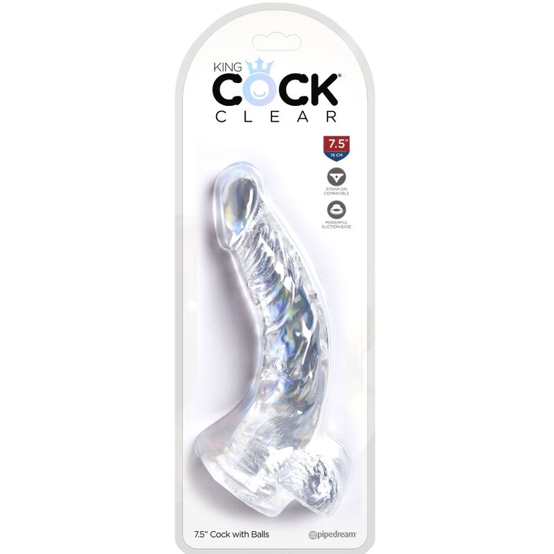KING COCK - CLEAR PENE REALÍSTICO CURVADO CON TESTÍCULOS 16.5 CM TRANSPARENTE – Bild 3