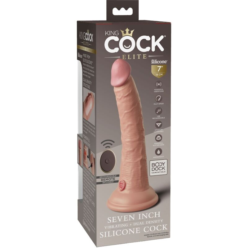 KING COCK - ELITE REALISTISCHER DILDO VIBRATOR & SILIKON FERNBEDIENUNG 17.8 CM – Bild 5