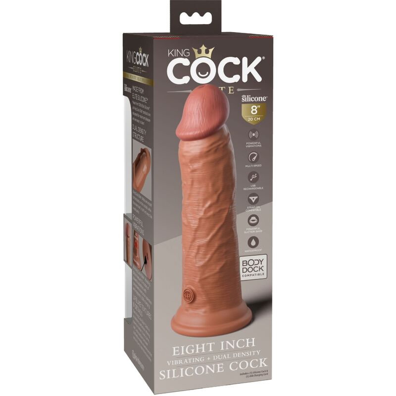 KING COCK - ELITE REALISTISCHER DILDO MIT VIBRATION UND SILIKON 20.3 CM KARAMELL – Bild 4
