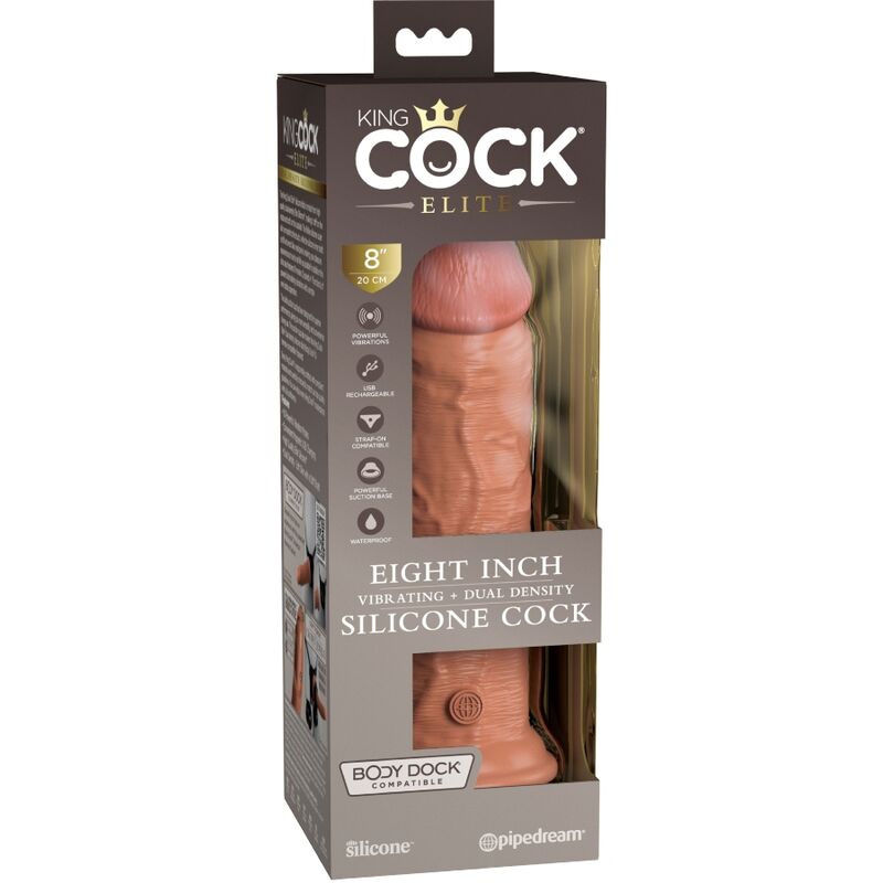 KING COCK - ELITE REALISTISCHER DILDO MIT VIBRATION UND SILIKON 20.3 CM KARAMELL – Bild 6