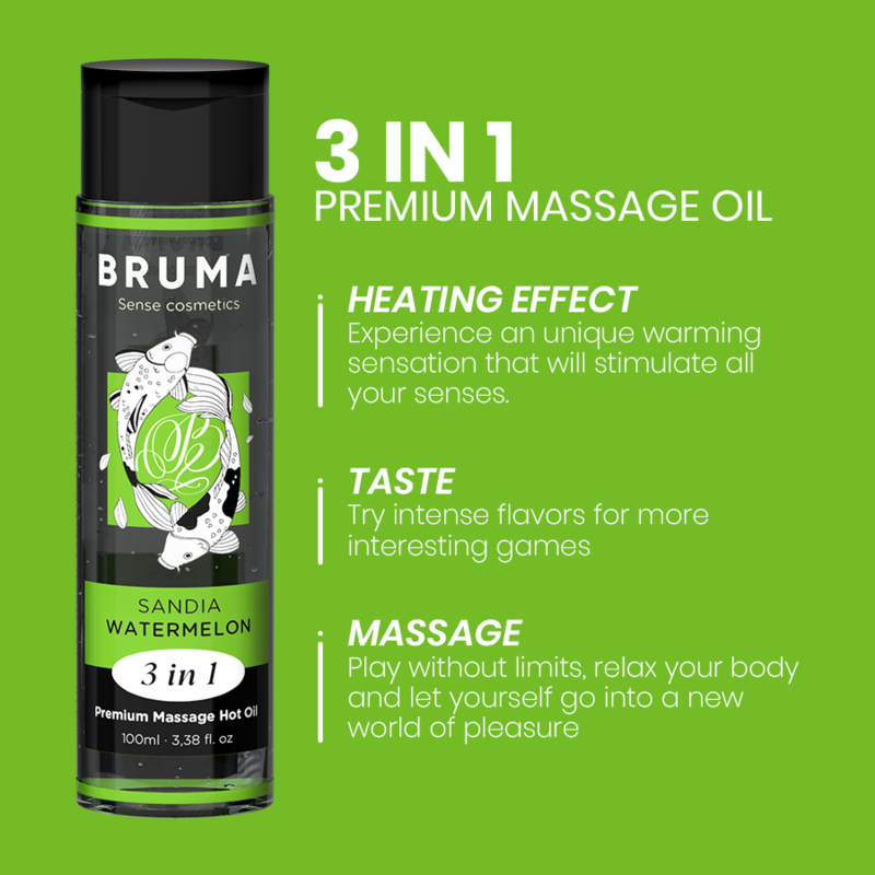 BRUMA - PREMIUM-MASSAGEÖL MIT WÄRMEEFFEKT, WASSERMELONE-GESCHMACK 3 IN 1 - 100 ML – Bild 5