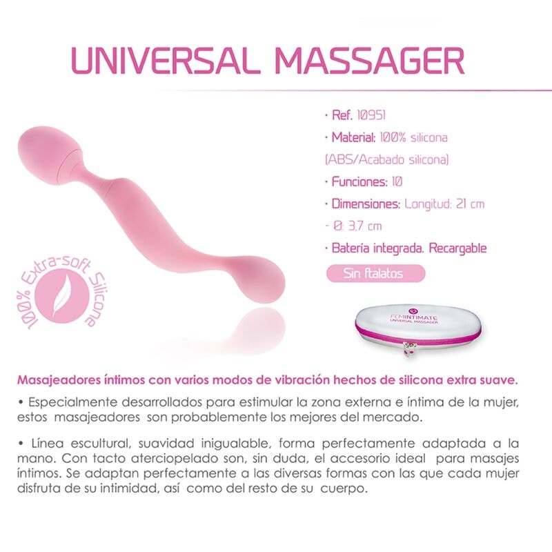 FEMINTIMATE - UNIVERSAL-MASSAGER-SILIKON-VIBRATOR ROSA – Bild 4