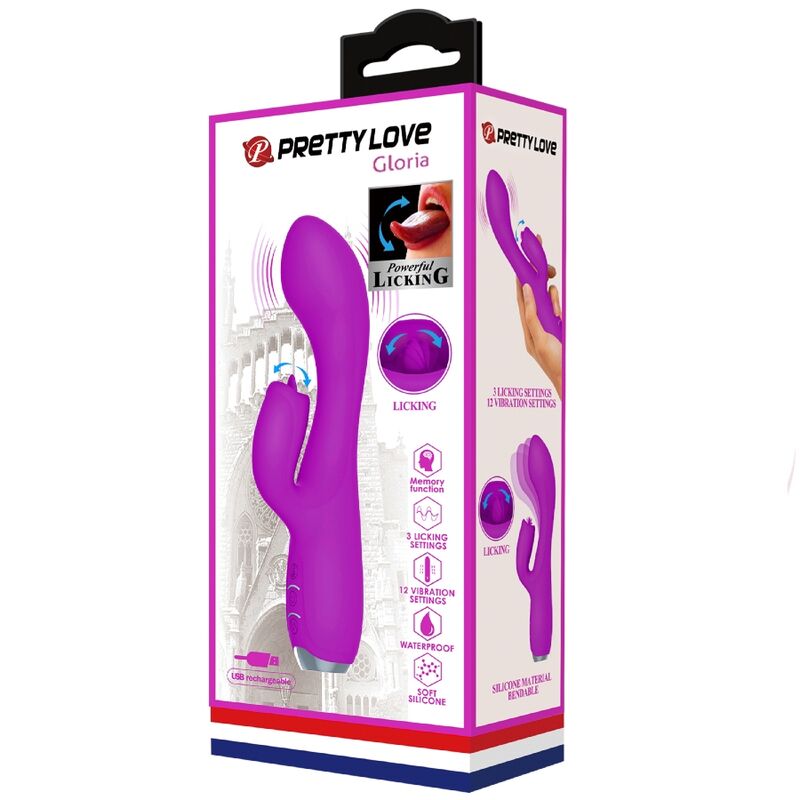 PRETTY LOVE - GLORIA WIEDERAUFLADBARER KANINCHENVIBRATOR, WASSERDICHT, LILA – Bild 10