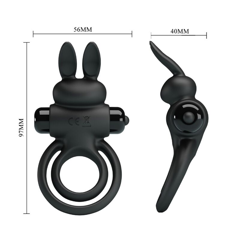 PRETTY LOVE - VIBRATOR III KANINCHENRING FÜR SCHWARZEN PENIS – Bild 7