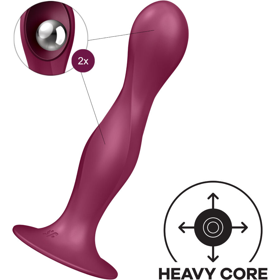 SATISFYER - DOUBLE BALL-R DILDO SILICONA GRANATE – Bild 3