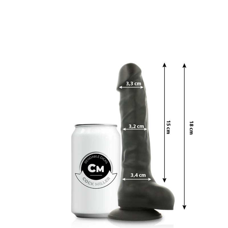COCK MILLER - DILDO REALÍSTICO SILICONA DENSITY ARTICULABLE NEGRO 18 CM – Bild 2
