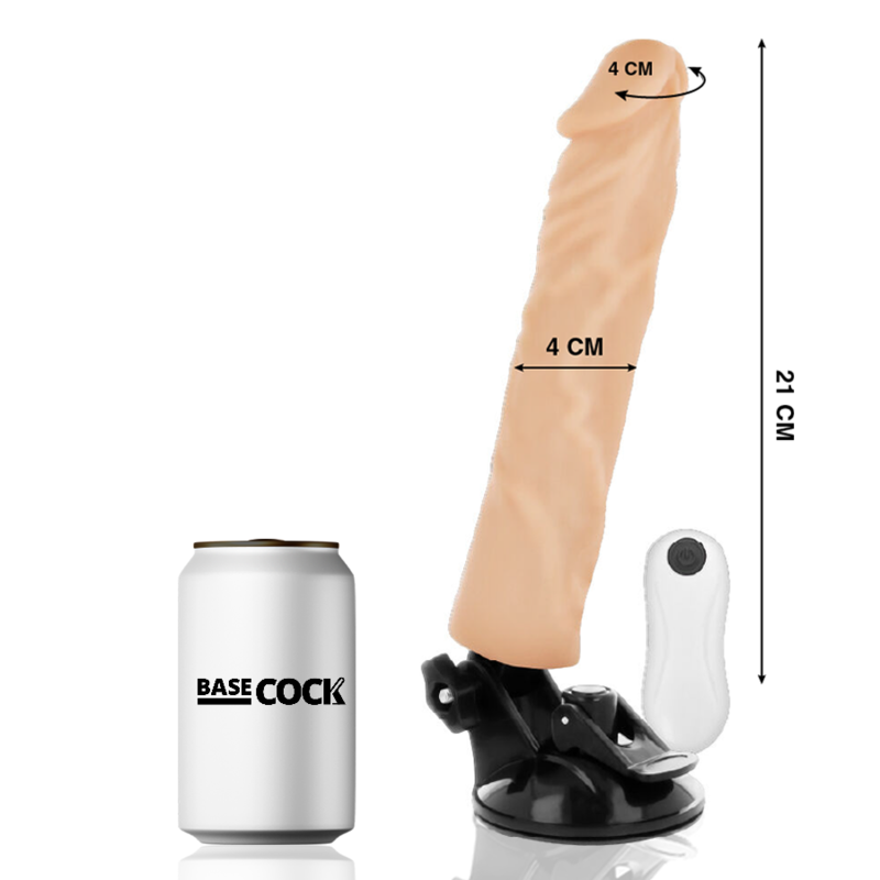 BASECOCK - REALISTISCHER VIBRATOR MIT FERNBEDIENUNG NATURWEISS 21CM – Bild 5