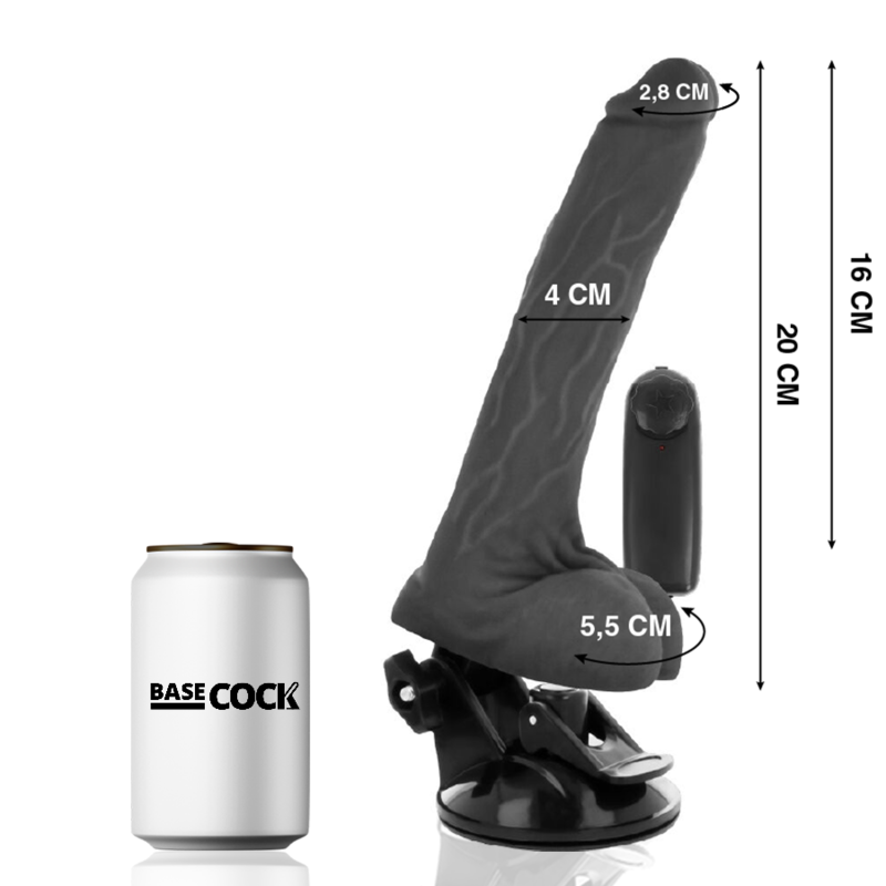 BASECOCK – VIBRADOR REALÍSTICO CONTROL REMOTO NATURAL CON TESTÍCULOS 20 CM -O- 4 CM