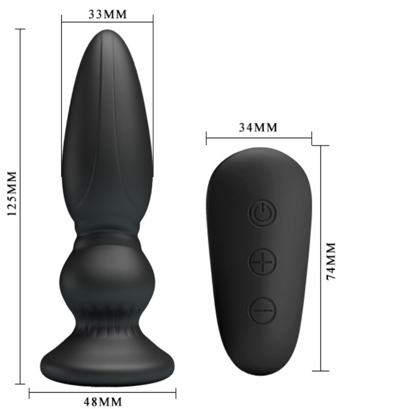 MR PLAY - LEISTUNGSSTARKER VIBRATOR MIT FERNBEDIENUNG, ANALSTECKER, SCHWARZ – Bild 6