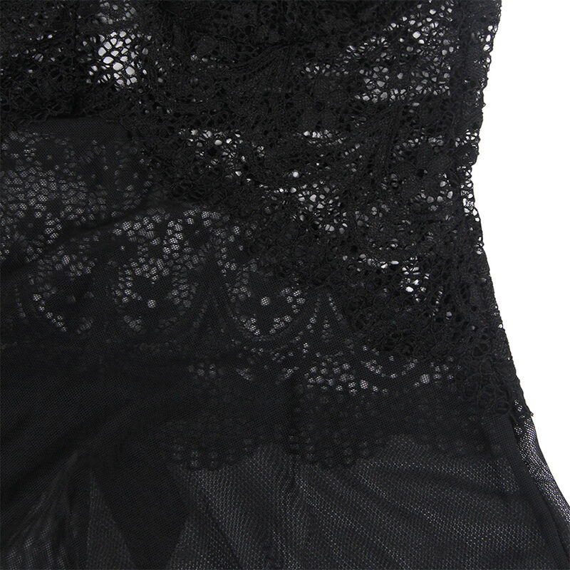 SUBBLIME - BABYDOLL TELA DE TUL DETALLE ENCAJE Y FLOR NEGRO S/M – Bild 4