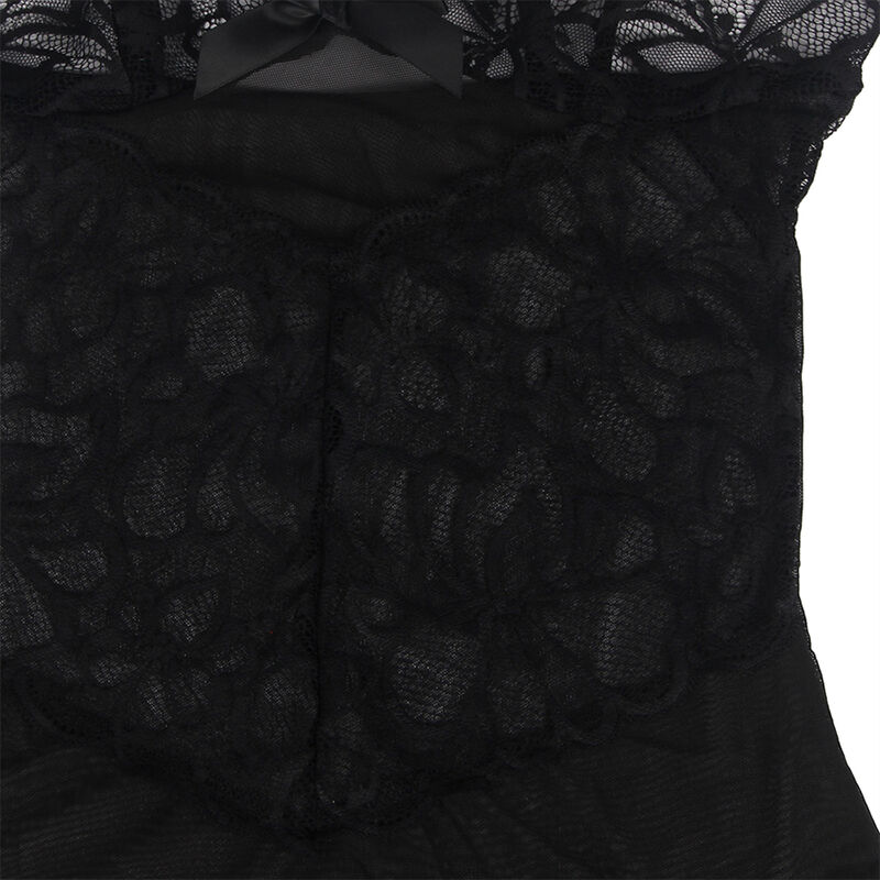 SUBBLIME - BABYDOLL CON TIRANTES AJUSTABLES Y ESTAMPADO FLORAL DE ENCAJE TRANSPARENTE NEGRO S/M – Bild 9