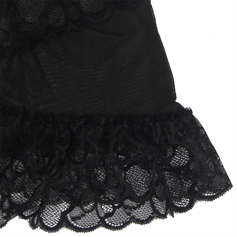 SUBBLIME - BABYDOLL CON TIRANTES AJUSTABLES Y ESTAMPADO FLORAL DE ENCAJE TRANSPARENTE NEGRO S/M – Bild 8