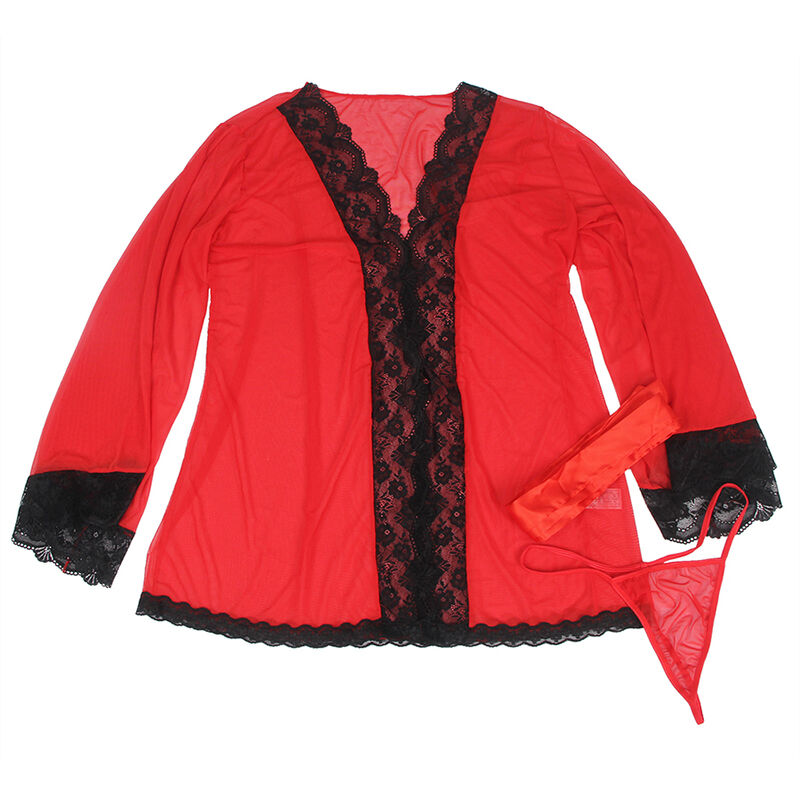 SUBBLIME - BATA TELA TRANSPARENTE DETALLE ENCAJE ROJO S/M – Bild 12