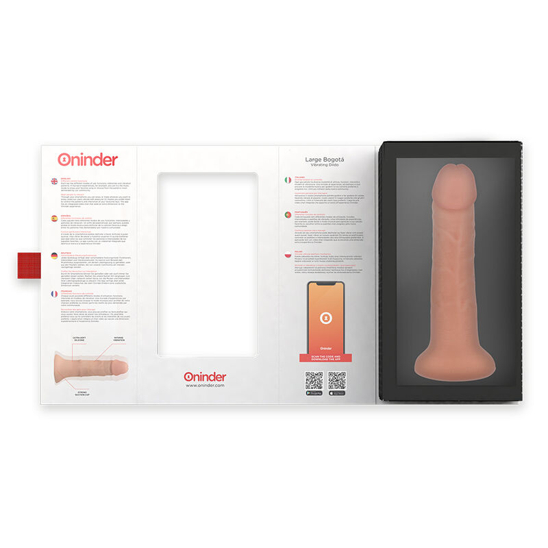 ONINDER - GROSSER BOGOTÁ-VIBRATORDILDO, 9 GESCHWINDIGKEITEN, NATÜRLICH, 22 CM -O- 4,5 CM - KOSTENLOSE APP – Bild 3