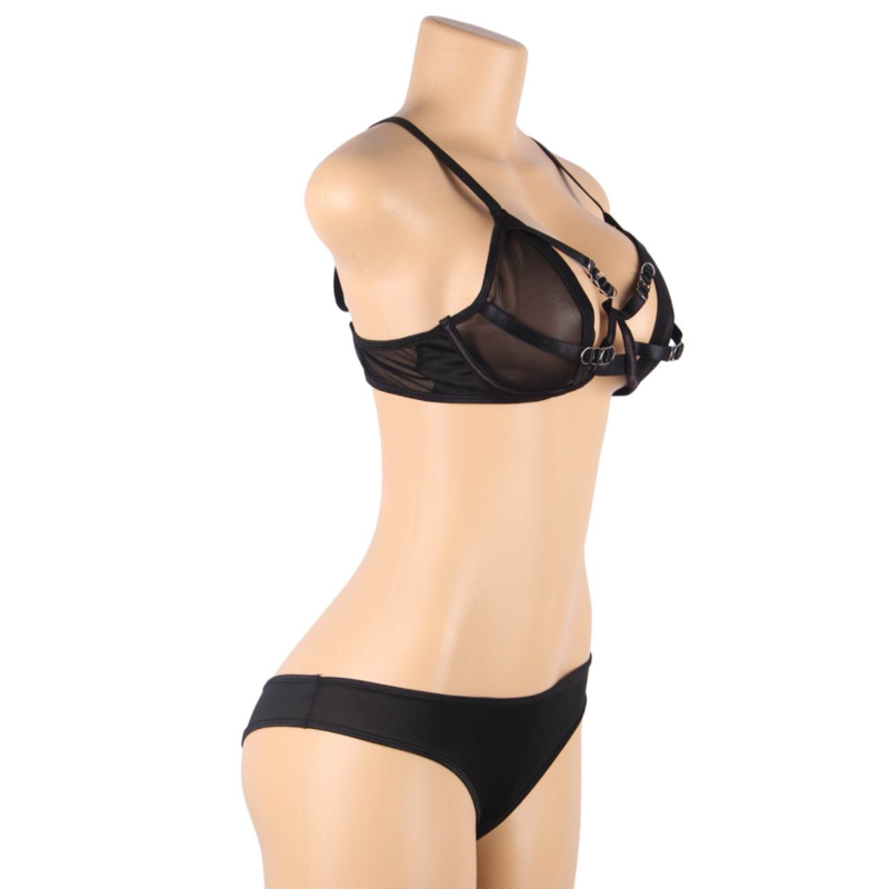 SUBBLIME - ZWEITEILIGES SET AUS TRANSPARENZ-BH UND S/M-STREIFEN – Bild 8