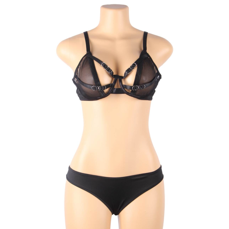 SUBBLIME - ZWEITEILIGES SET AUS TRANSPARENZ-BH UND S/M-STREIFEN – Bild 6