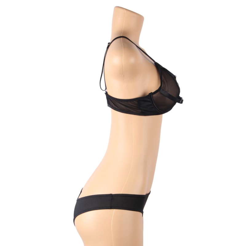 SUBBLIME - ZWEITEILIGES SET AUS TRANSPARENZ-BH UND S/M-STREIFEN – Bild 5