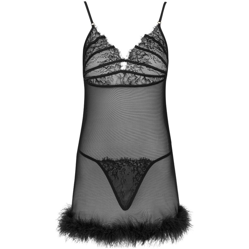 LIVCO CORSETTI FASHION - ZERUNAM SET BABYDOLL + TANGA NEGRO – Bild 4