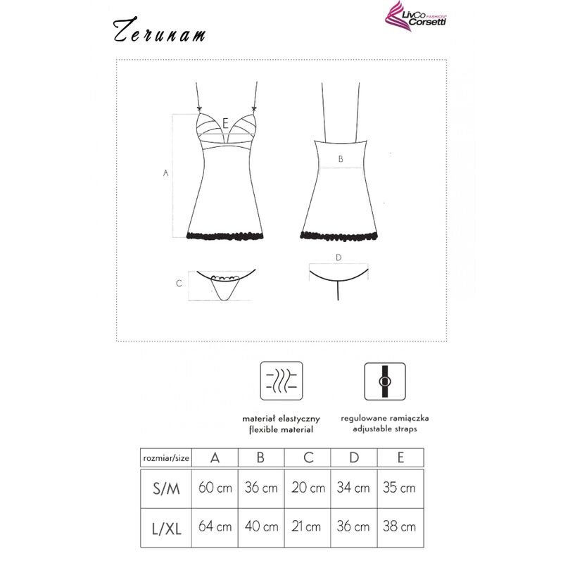 LIVCO CORSETTI FASHION - ZERUNAM SET BABYDOLL + TANGA NEGRO – Bild 3