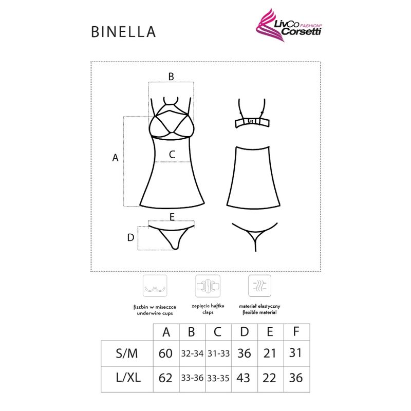 LIVCO CORSETTI FASHION - BINELLA SET BABYDOLL + TANGA NEGRO – Bild 5