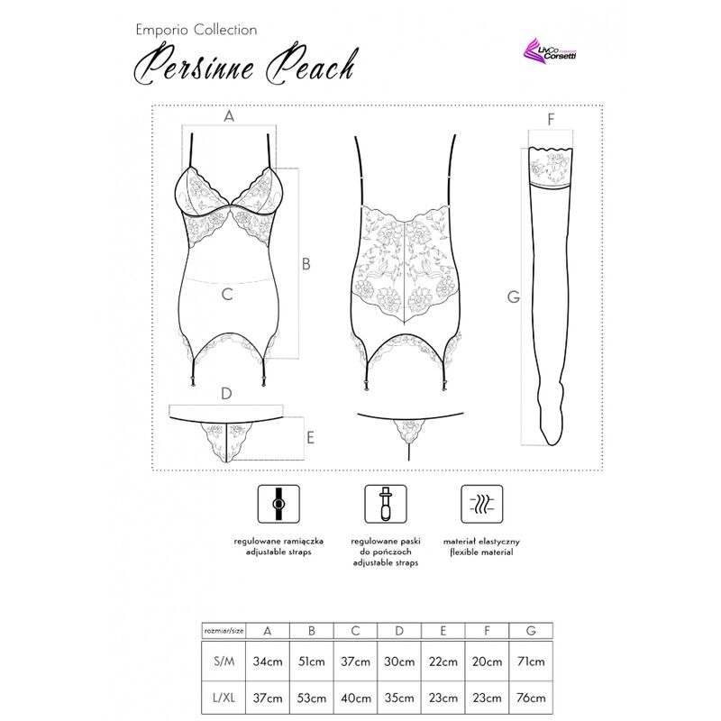 LIVCO CORSETTI FASHION - PERSINNE PEACH SET CORSET + PANTY + MEDIAS – Bild 4