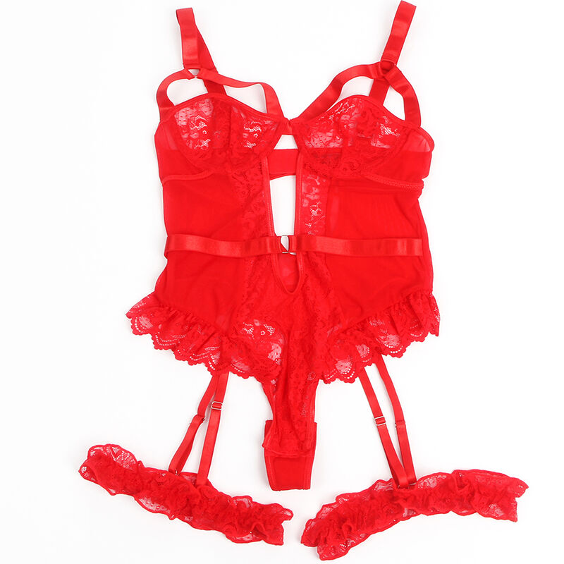 SUBBLIME - TEDDY CON LIGA DETALLE ENCAJE Y TIRAS ROJO S/M – Bild 5