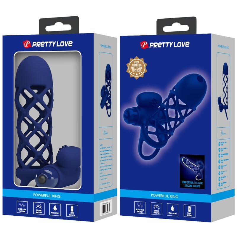 PRETTY LOVE - GIANN VIBRATORRING MIT SILIKONHÜLLE BLAU – Bild 3