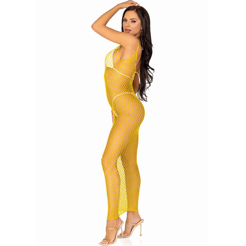 LEG AVENUE - VESTIDO DE REJILLA LARGO AMARILLO TALLA ÚNICA – Bild 4