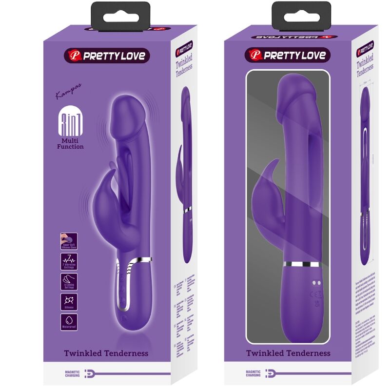 PRETTY LOVE - KAMPAS RABBIT 3 IN 1 MULTIFUNKTIONSVIBRATOR MIT ZUNGE VIOLETT – Bild 9