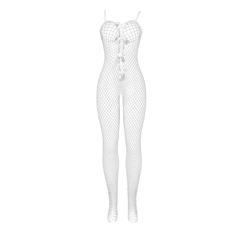 SUBBLIME - 951740 BODYSTOCKING WEISSES NETZ MIT SCHLEIFEN IM SCHRITT EINE GRÖSSE – Bild 4