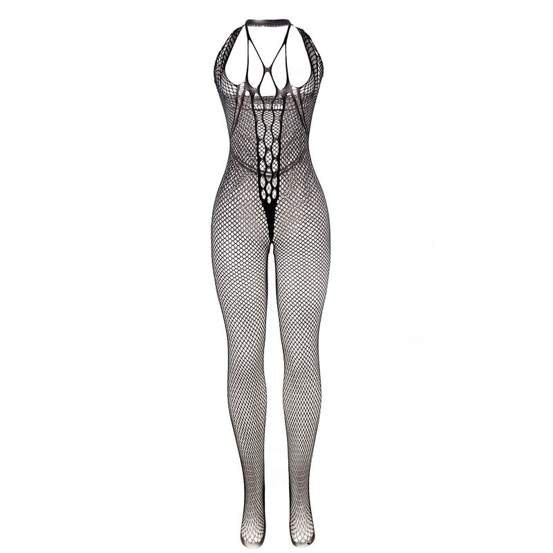 SUBBLIME - 951788 LANGER NETZ-BODYSTOCKING MIT RIEMEN AUF BRUST UND RÜCKEN SCHWARZ EINE GRÖSSE – Bild 3
