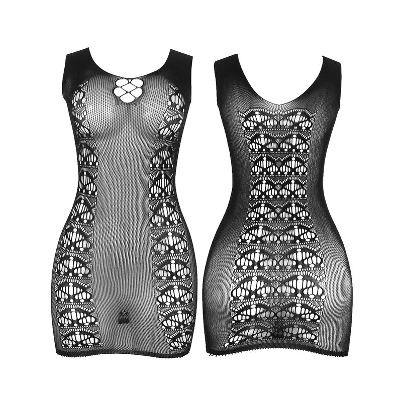 SUBBLIME - 952167 KURZER ELASTISCHER NETZ-KLEID SCHWARZ EINE GRÖSSE – Bild 6