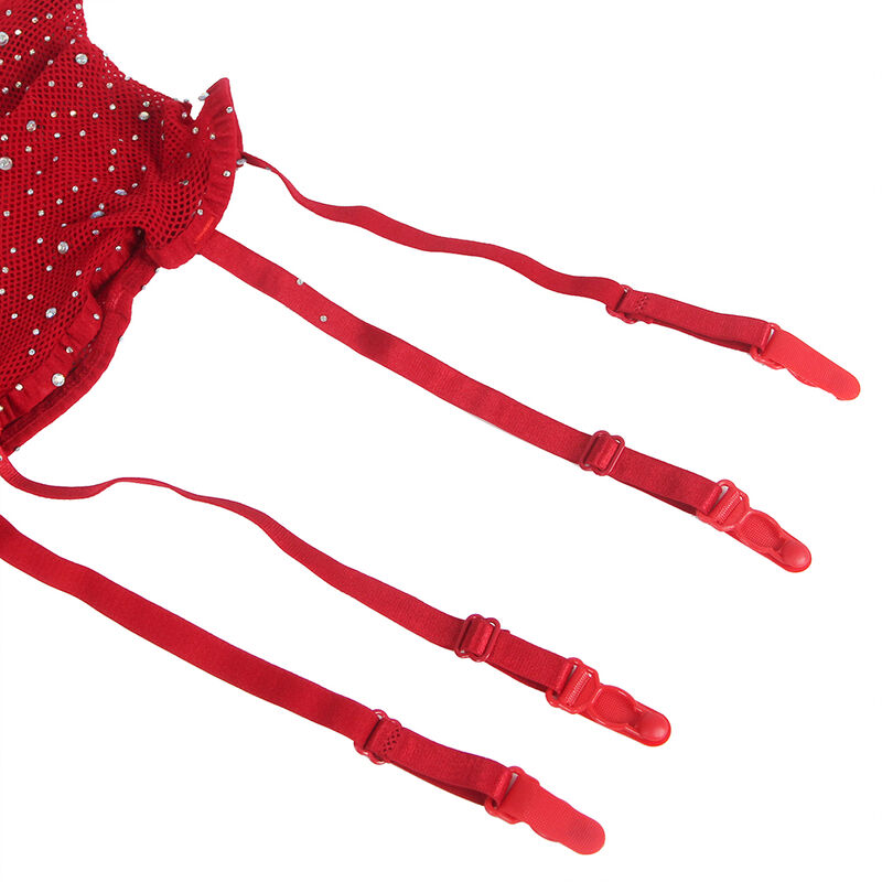SUBBLIME - 952181 NETZ-BODYSTOCKING MIT HANDSCHUHEN UND DIAMANTEN ROT EINE GRÖSSE – Bild 8
