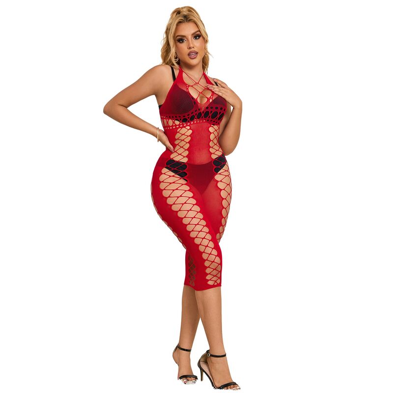 SUBBLIME - 952327 LANGES ROTES NETZ-KLEID EINE GRÖSSE – Bild 8