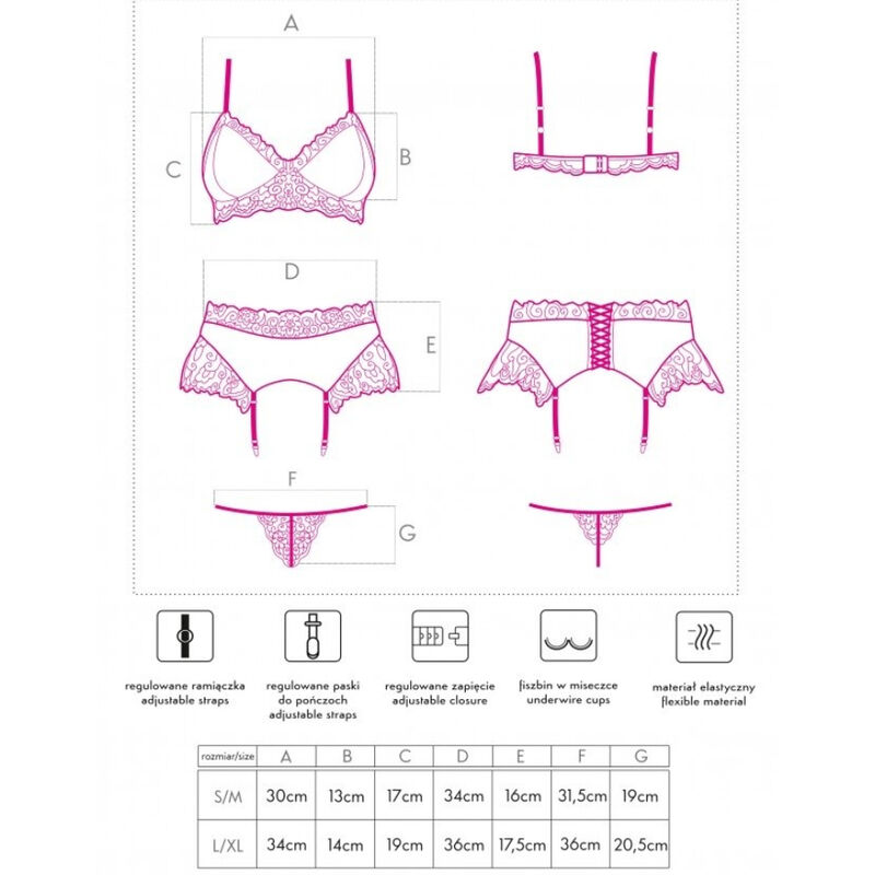 LIVCO CORSETTI FASHION - NAHIR LC 20214 BH + HÖSCHEN + STRUMPFGÜRTEL S/M – Bild 3