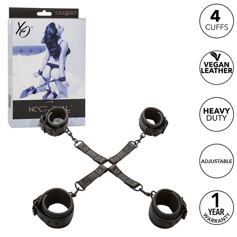 CALEXOTICS - NOCTURNAL HOG TIE CONNECTOR CUERO EINSTELLBAR SCHWARZ – Bild 6