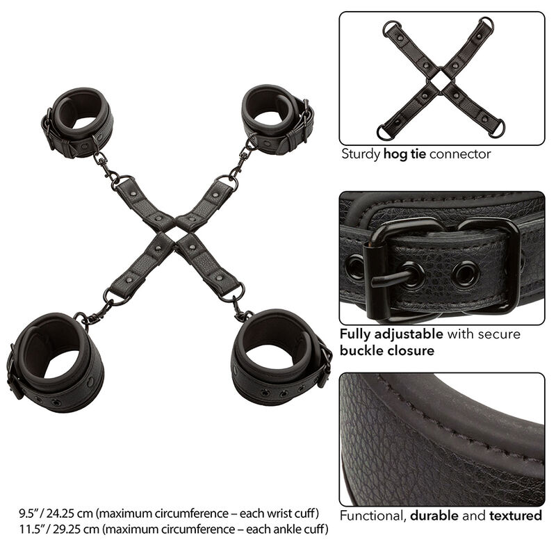 CALEXOTICS - NOCTURNAL HOG TIE CONNECTOR CUERO EINSTELLBAR SCHWARZ – Bild 3